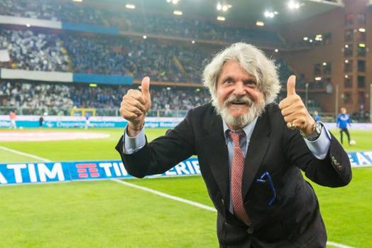 Immancabile il presidente della Samp Massimo Ferrero. Ansa